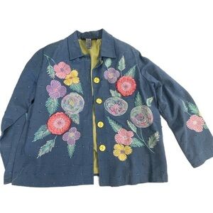 Vintage Indigo Moon embroidered jacket women’s size Medium